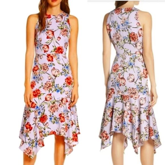 Maggy London Floral Charmeuse Midi dress NWOT size 10 - Picture 1 of 14
